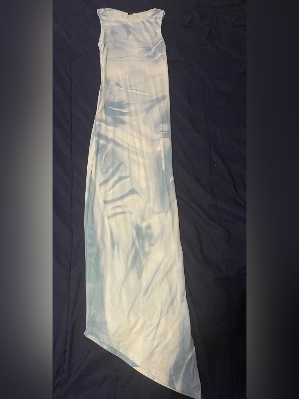 Light Blue Marble Print Maxi Skirt - Women
